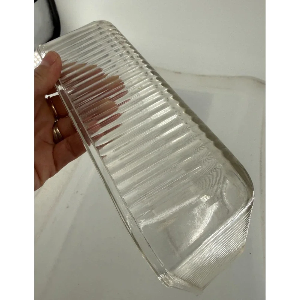 Vintage Clear Glass Square Baking Casserole Serving Dish Ribbed 8.25 Inch